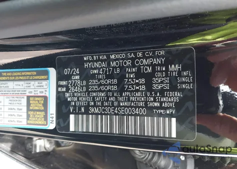 2025 Hyundai Tucson Sel Convenience z USA, uszkodzony, nr VIN 3KMJC3DE4SE003400